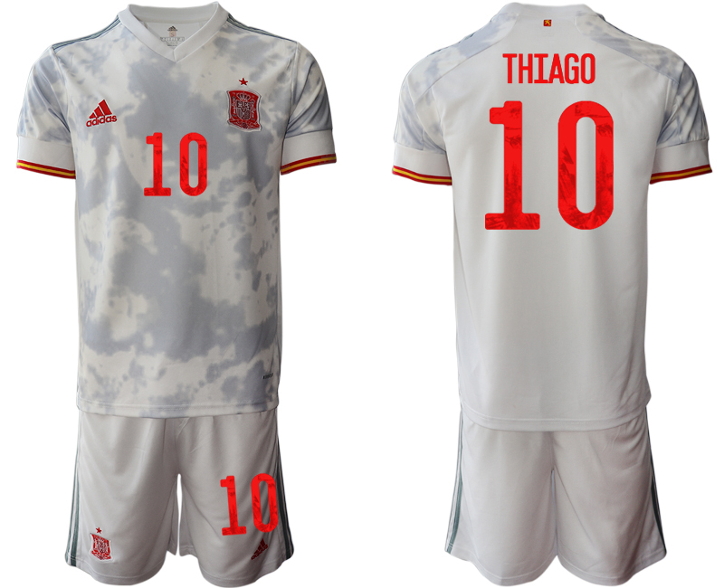 Men 2021 European Cup Spain away white #10 Soccer Jersey->spain jersey->Soccer Country Jersey